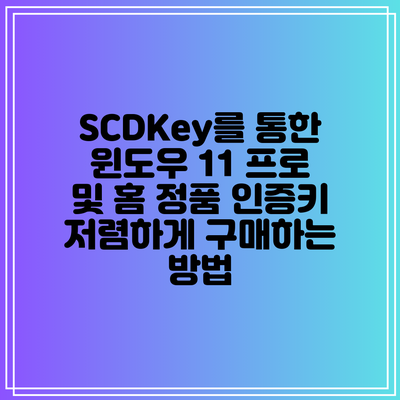 SCDKey를 통한 윈도우 11 프로 및 홈 정품 인증키 저렴하게 구매하는 방법