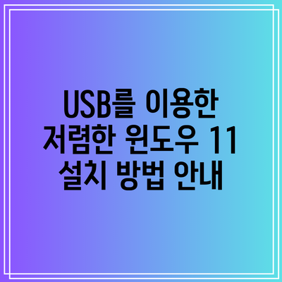 USB를 이용한 저렴한 윈도우 11 설치 방법 안내