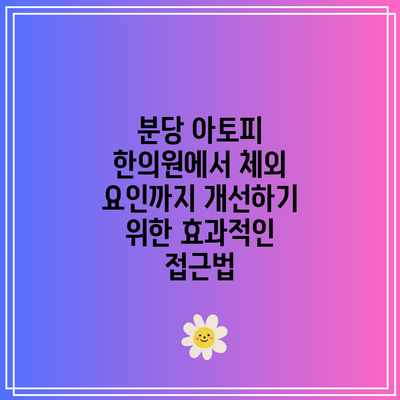 분당 아토피 한의원에서 체외 요인까지 개선하기 위한 효과적인 접근법