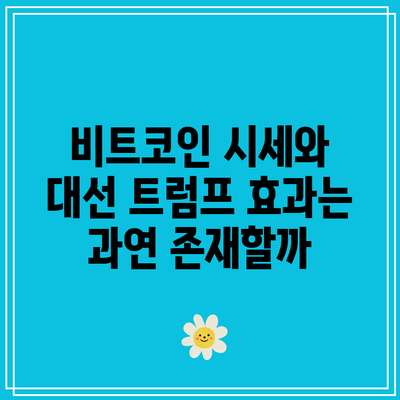 비트코인 시세와 대선: 트럼프 효과는 과연 존재할까?