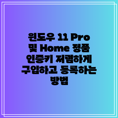 윈도우 11 Pro 및 Home 정품 인증키 저렴하게 구입하고 등록하는 방법