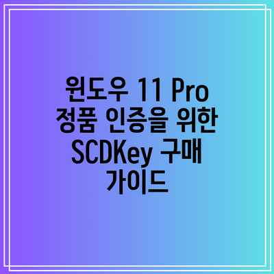 윈도우 11 Pro 정품 인증을 위한 SCDKey 구매 가이드