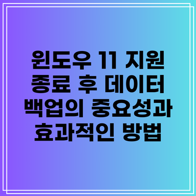 윈도우 11 지원 종료 후 데이터 백업의 중요성과 효과적인 방법