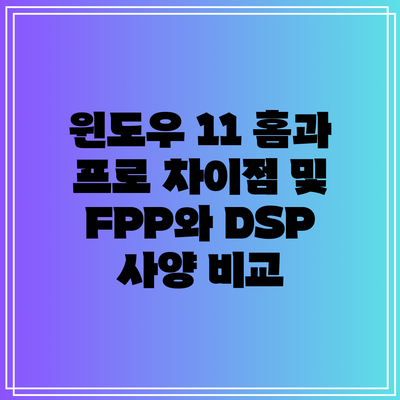 윈도우 11 홈과 프로 차이점 및 FPP와 DSP 사양 비교