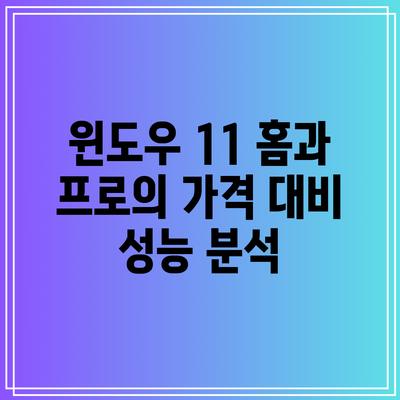 윈도우 11 홈과 프로의 가격 대비 성능 분석