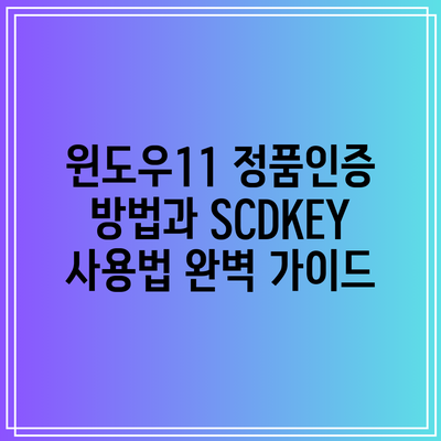윈도우11 정품인증 방법과 SCDKEY 사용법 완벽 가이드