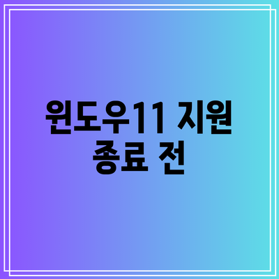 윈도우11 지원 종료 전