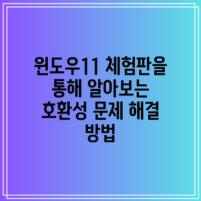 윈도우11 체험판을 통해 알아보는 호환성 문제 해결 방법