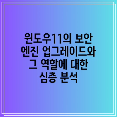윈도우11의 보안 엔진 업그레이드와 그 역할에 대한 심층 분석