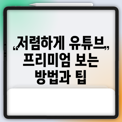 저렴하게 유튜브 프리미엄 보는 방법과 팁