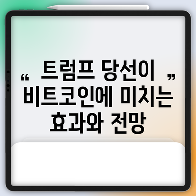 트럼프 당선이 비트코인에 미치는 효과와 전망
