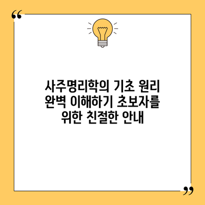 사주명리학의 기초 원리 완벽 이해하기: 초보자를 위한 친절한 안내
