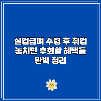 실업급여 수령 후 취업: 놓치면 후회할 혜택들 완벽 정리