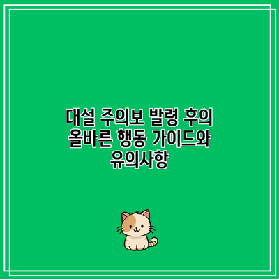 대설 주의보 발령 후의 올바른 행동 가이드와 유의사항