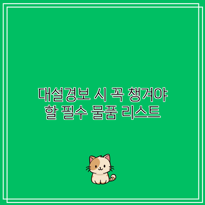 대설경보 시 꼭 챙겨야 할 필수 물품 리스트