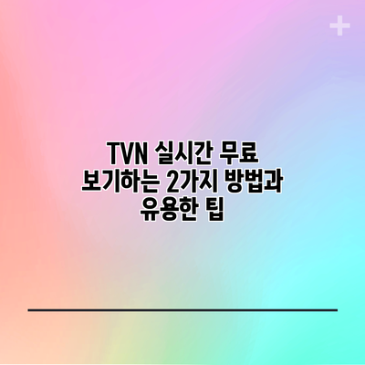 TVN 실시간 무료 보기하는 2가지 방법과 유용한 팁