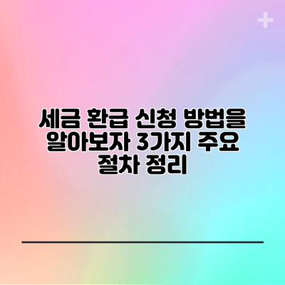 세금 환급 신청 방법을 알아보자: 3가지 주요 절차 정리