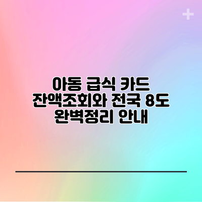 아동 급식 카드 잔액조회와 전국 8도 완벽정리 안내