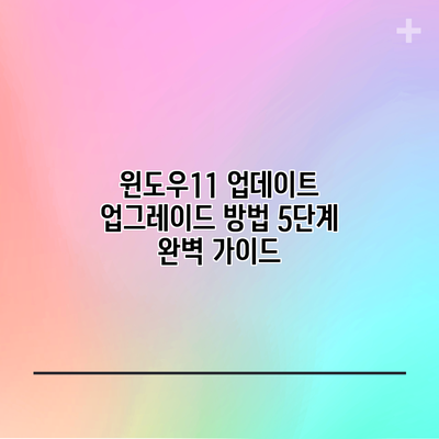 윈도우11 업데이트 업그레이드 방법 5단계 완벽 가이드