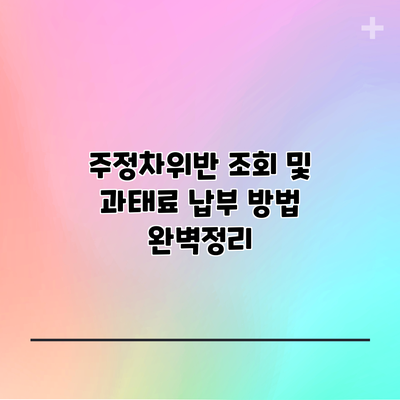 주정차위반 조회 및 과태료 납부 방법 완벽정리